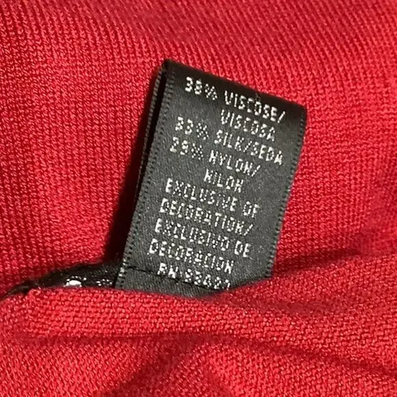 August Silk Red Cardigan with Built-In Ruffle Top Size M Elegant, Glamorous - Picture 5 of 7